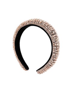 Baroque Style Rhinestone All-over Shining Design Women Headband/ Hair Hoop - Golden