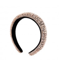 Baroque Style Rhinestone All-over Shining Design Women Headband/ Hair Hoop - Golden