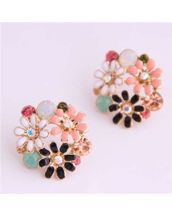 Mixed Colors Daisy Ball Shape Design High Fashion Women Earrings