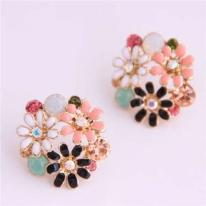 Mixed Colors Daisy Ball Shape Design High Fashion Women Earrings
