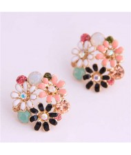 Mixed Colors Daisy Ball Shape Design High Fashion Women Earrings