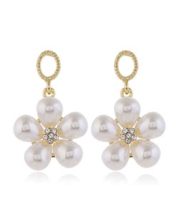 Pearl Fashion Dangling Flower Graceful Alloy Women Earrings - White