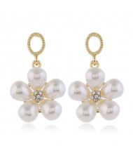 Pearl Fashion Dangling Flower Graceful Alloy Women Earrings - White
