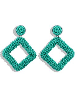 Bohemian Fashion Mini Beads Weaving Square Fashion Women Costume Earrings - Green