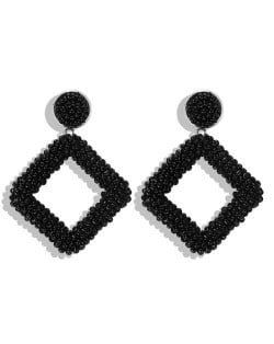 Bohemian Fashion Mini Beads Weaving Square Fashion Women Costume Earrings - Black