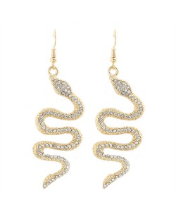 Vintage Design Snake High Fashion Alloy Earrings - Golden 