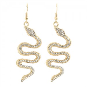 Vintage Design Snake High Fashion Alloy Earrings - Golden 