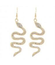 Vintage Design Snake High Fashion Alloy Earrings - Golden 