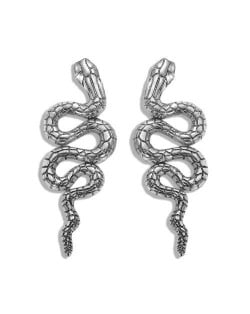 Vintage Design Snake High Fashion Alloy Earrings - Silver