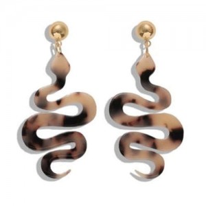Creeping Snake Dangling Fashion Resin Women Earrings - Light Leopard