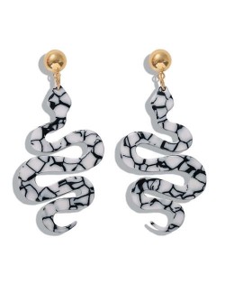 Creeping Snake Dangling Fashion Resin Women Earrings - White and Black