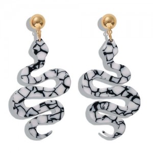 Creeping Snake Dangling Fashion Resin Women Earrings - White and Black