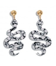 Creeping Snake Dangling Fashion Resin Women Earrings - White and Black