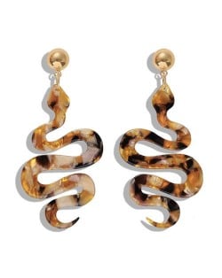 Creeping Snake Dangling Fashion Resin Women Earrings - Light Brown