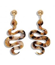 Creeping Snake Dangling Fashion Resin Women Earrings - Light Brown