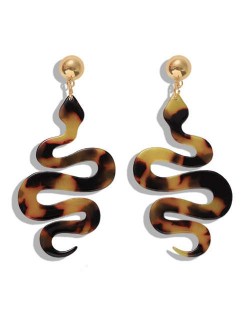 Creeping Snake Dangling Fashion Resin Women Earrings - Dark Brown