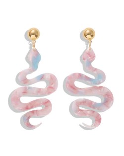 Creeping Snake Dangling Fashion Resin Women Earrings - Pink
