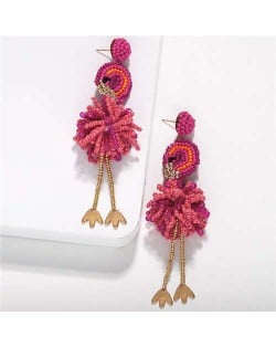 Bohemian Fashion Mini Beads Creative Animals Design Internet Celebrities Choice Women Costume Earrings - Ostrich