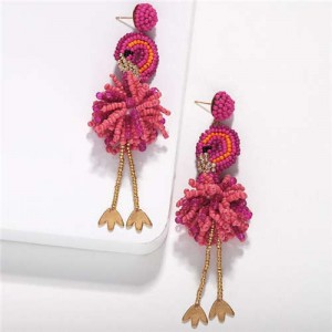 Bohemian Fashion Mini Beads Creative Animals Design Internet Celebrities Choice Women Costume Earrings - Ostrich
