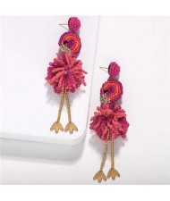 Bohemian Fashion Mini Beads Creative Animals Design Internet Celebrities Choice Women Costume Earrings - Ostrich