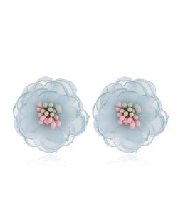 Sweet Multi-layer Style Korean Fashion Cloth Women Earrings - Blue
