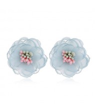 Sweet Multi-layer Style Korean Fashion Cloth Women Earrings - Blue