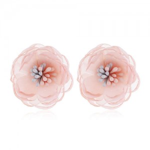 Sweet Multi-layer Style Korean Fashion Cloth Women Earrings - Pink