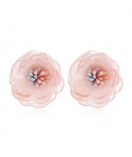 Sweet Multi-layer Style Korean Fashion Cloth Women Earrings - Pink