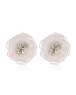 Sweet Multi-layer Style Korean Fashion Cloth Women Earrings - White