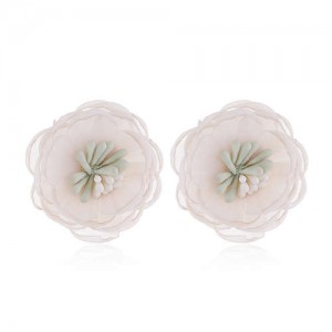 Sweet Multi-layer Style Korean Fashion Cloth Women Earrings - White