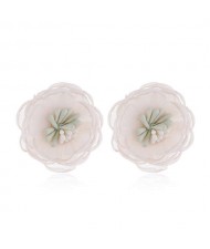 Sweet Multi-layer Style Korean Fashion Cloth Women Earrings - White