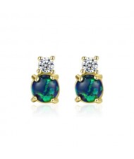 3 Colors Available Cubic Zirconia and Rhinestone Embellished Korean Fashion 925 Sterling Silver Women Stud Earrings