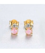 3 Colors Available Cubic Zirconia and Rhinestone Embellished Korean Fashion 925 Sterling Silver Women Stud Earrings