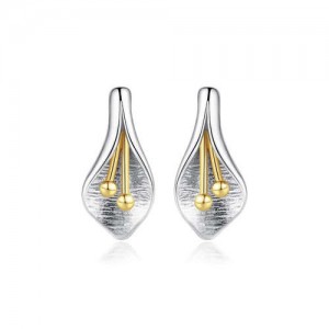 Creative Flower Stamen Design 925 Sterling Silver Women Stud Earrings