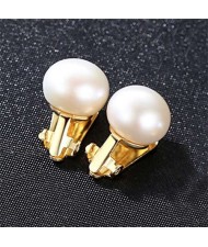 4 Colors Available Steamed Bun Shape Natural Pearl 925 Sterling Silver Women Ear Clips