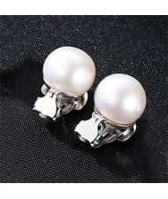 4 Colors Available Steamed Bun Shape Natural Pearl 925 Sterling Silver Women Ear Clips