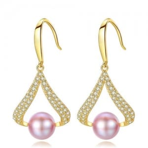 3 Colors Available Cubic Zirconia and Natural Pearl Decorated 18K Gold ...