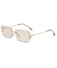 5 Colors Available Rectangular Shape High Fashion Frameless Style Sunglasses