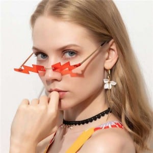4 Colors Available Lightning Bolt Design High Fashion Frameless Punk Style Sunglasses