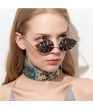 5 Colors Available Palm Leaves Design High Fashion Frameless Style Women Sunglasses