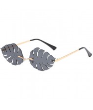 5 Colors Available Palm Leaves Design High Fashion Frameless Style Women Sunglasses