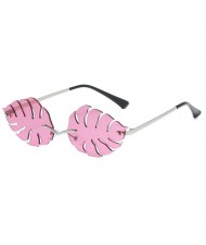 5 Colors Available Palm Leaves Design High Fashion Frameless Style Women Sunglasses