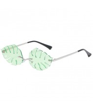 5 Colors Available Palm Leaves Design High Fashion Frameless Style Women Sunglasses