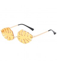 5 Colors Available Palm Leaves Design High Fashion Frameless Style Women Sunglasses