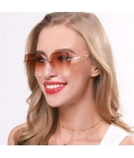 5 Colors Available Gradient Color Lens Irregular Shape Frameless High Fashion Women Sunglasses