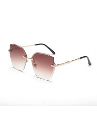 5 Colors Available Gradient Color Lens Irregular Shape Frameless High Fashion Women Sunglasses