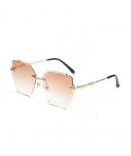 5 Colors Available Gradient Color Lens Irregular Shape Frameless High Fashion Women Sunglasses