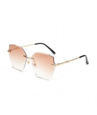 5 Colors Available Gradient Color Lens Irregular Shape Frameless High Fashion Women Sunglasses