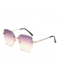 5 Colors Available Gradient Color Lens Irregular Shape Frameless High Fashion Women Sunglasses