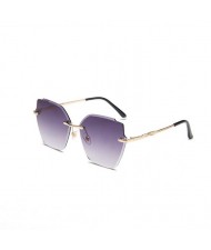 5 Colors Available Gradient Color Lens Irregular Shape Frameless High Fashion Women Sunglasses